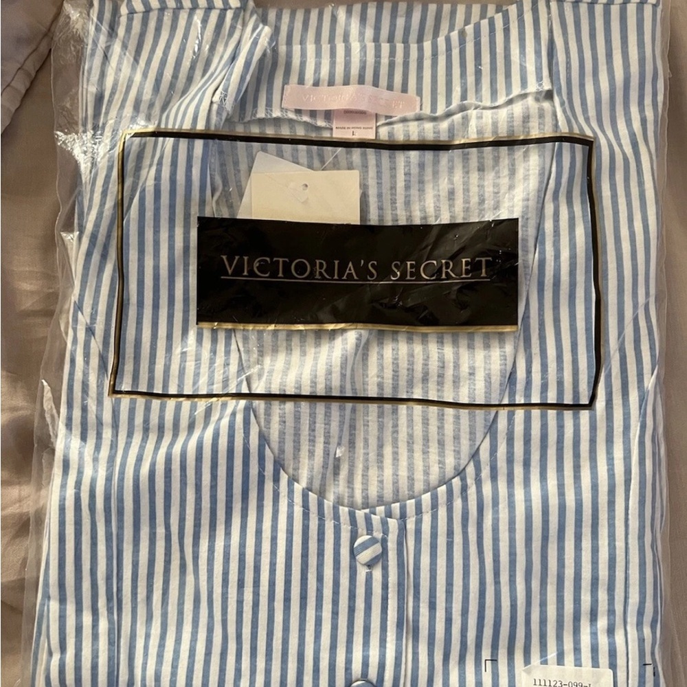 VTG NWT 1999 Victoria’s Secret 2 Piece Set Blue & White Stripe Outfit 90s Y2K L